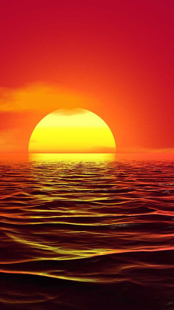 عکس منظره از غروب آفتاب زیبا در دریا