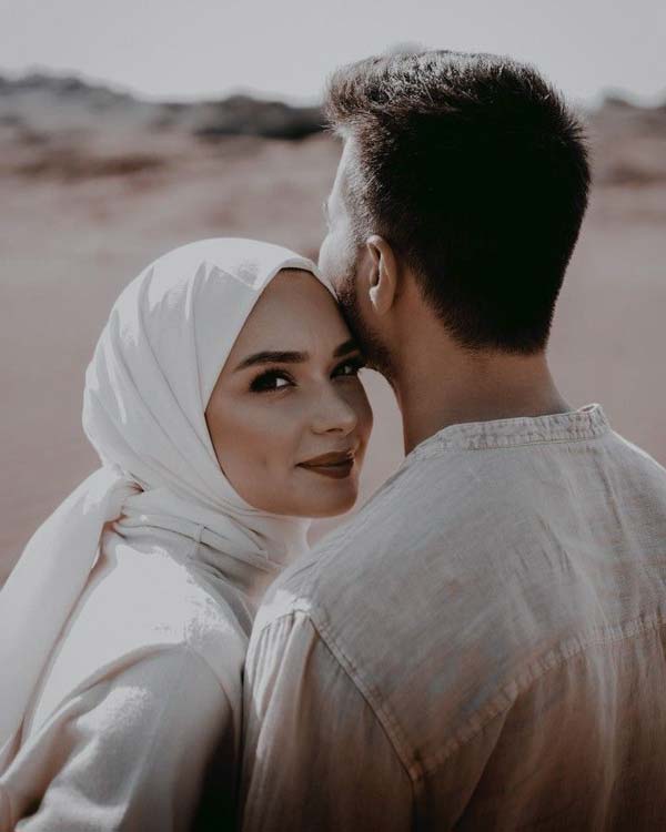 عکس عاشقانه دختر زیبای با حجاب و محجبه با شوهر